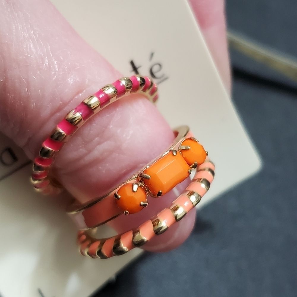 Stackable pink and orange-ish peach ring set Size 7.5